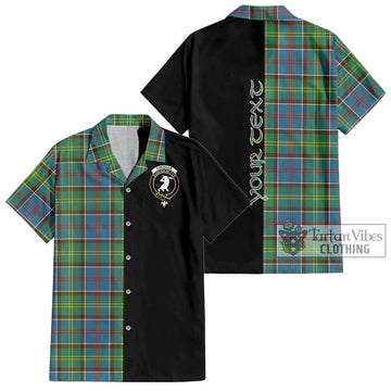 Colville Tartan Short Sleeve Button Shirt with Family Crest and Half Of Me Style