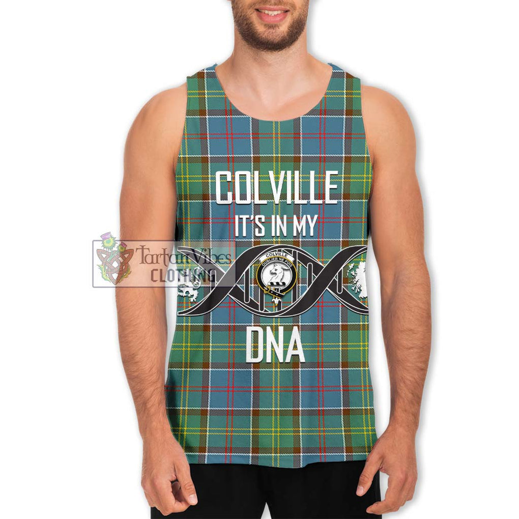 Colville Tartan Men's Tank Top with Family Crest DNA In Me Style Men - Tartanvibesclothing Shop