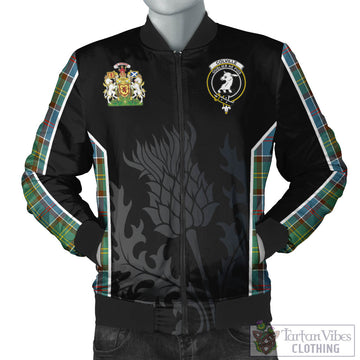 Colville Tartan Bomber Jacket with Family Crest and Scottish Thistle Vibes Sport Style