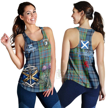 Colville Tartan Women's Racerback Tanks Happy St. Andrew's Day Half Tartan Style