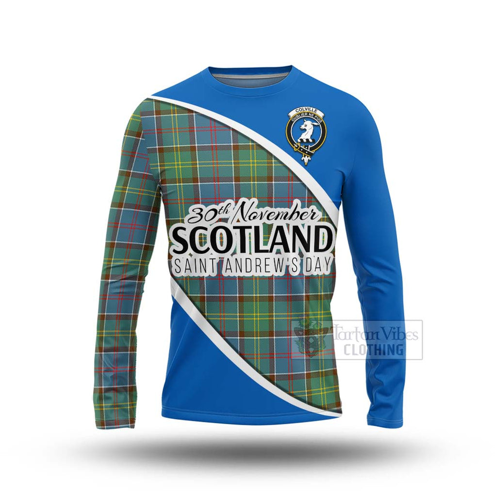 Tartan Vibes Clothing Colville Family Crest Tartan Long Sleeve T-Shirt Celebrate Saint Andrew's Day in Style