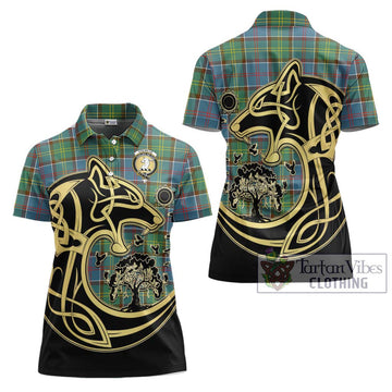 Colville Tartan Women's Polo Shirt with Family Crest Celtic Wolf Style