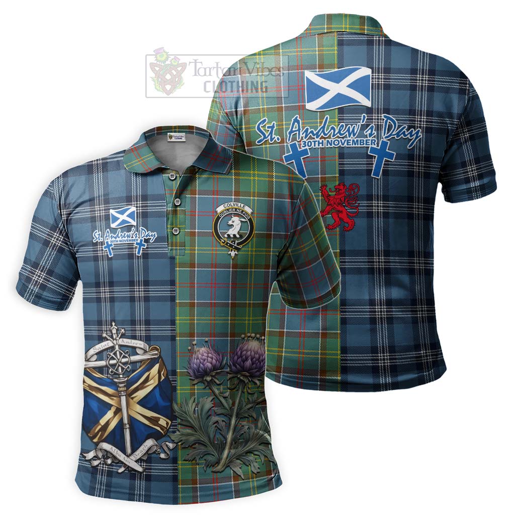 Tartan Vibes Clothing Colville Tartan Polo Shirt Happy St. Andrew's Day Half Tartan Style