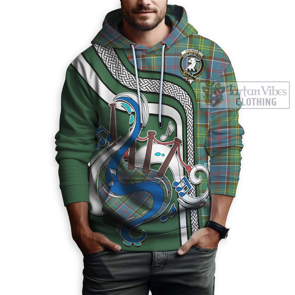 Colville Tartan Hoodie with Epic Bagpipe Style Zip Hoodie - Tartanvibesclothing Shop