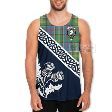 Colville Tartan Men's Tank Top Featuring Thistle and Scotland Map