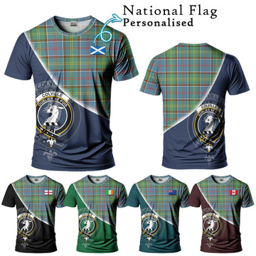 Colville Tartan T-Shirt with Personalised National Flag and Family Crest Half Style