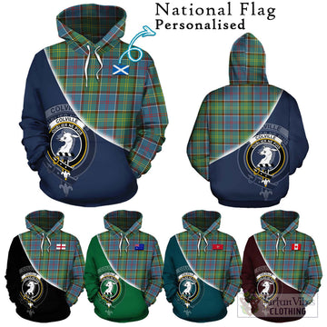 Colville Tartan Hoodie with Personalised National Flag and Family Crest Half Style