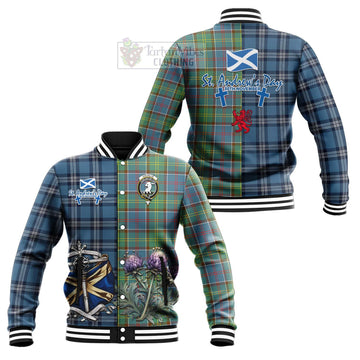 Colville Tartan Baseball Jacket Happy St. Andrew's Day Half Tartan Style