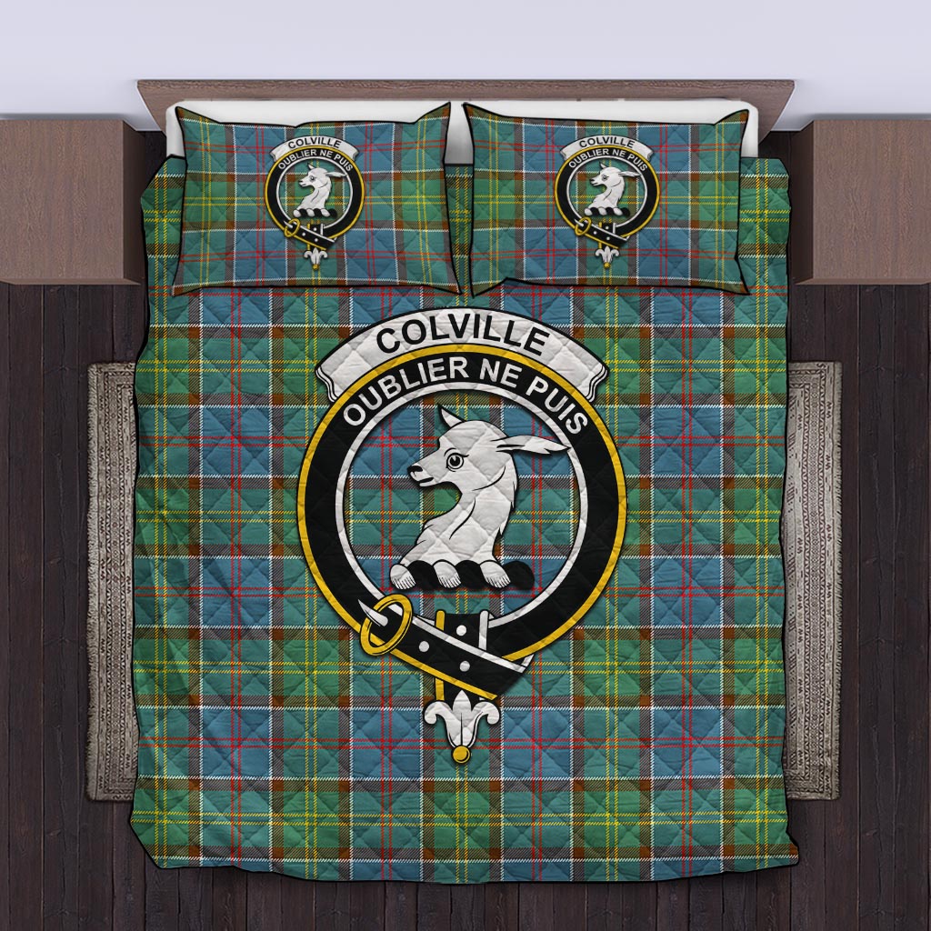 Colville Tartan Quilt Bed Set with Family Crest Twin - Tartan Vibes Clothing