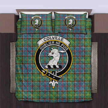 Colville Tartan Quilt Bed Set with Family Crest