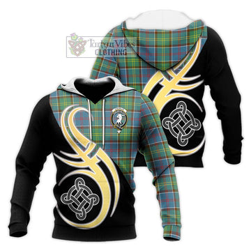 Colville Tartan Knitted Hoodie with Family Crest and Celtic Symbol Style