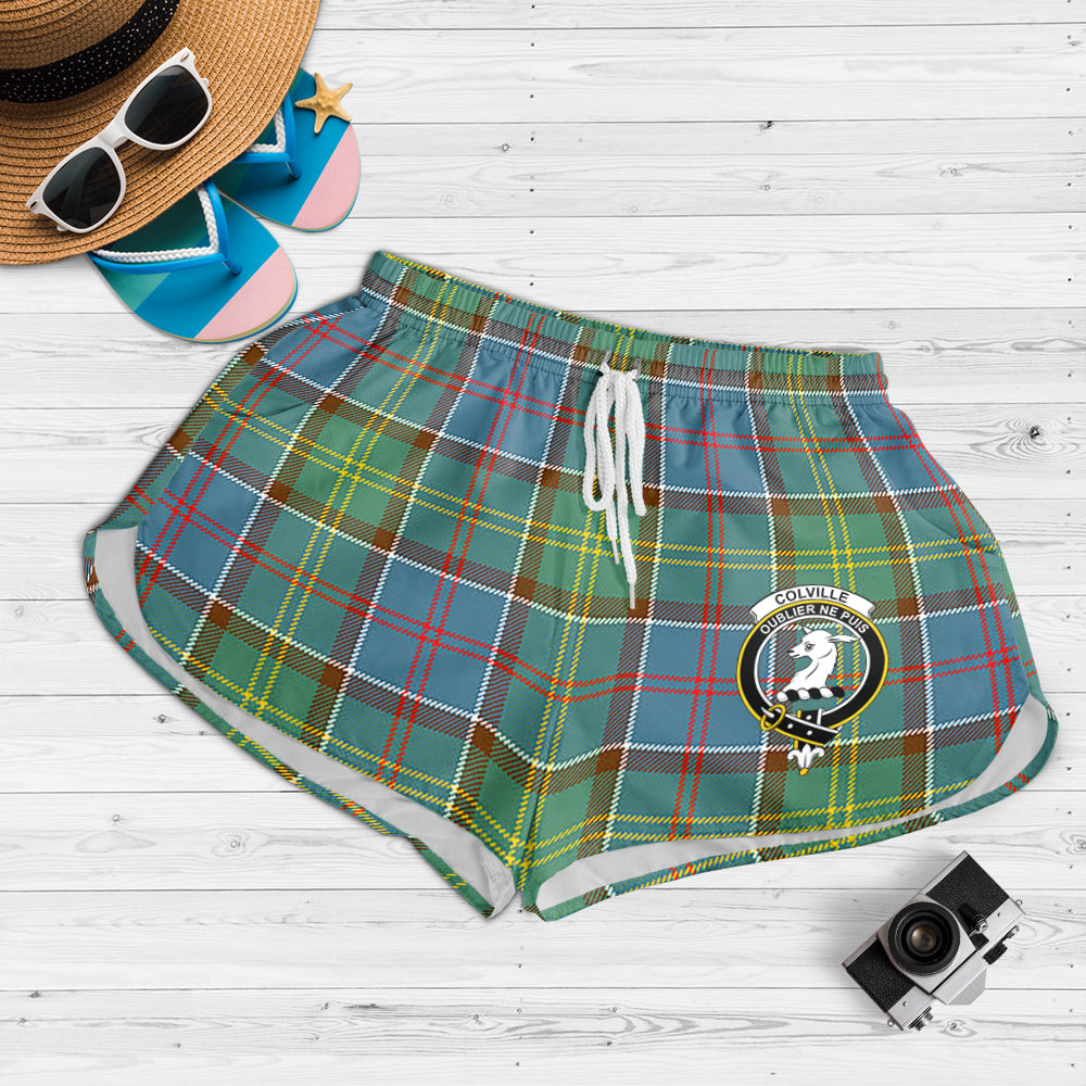 colville-tartan-womens-shorts-with-family-crest