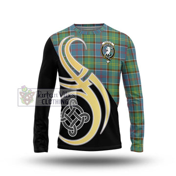 Colville Tartan Long Sleeve T-Shirt with Family Crest and Celtic Symbol Style