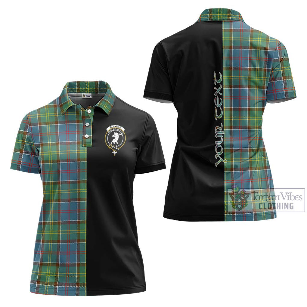 Colville Tartan Women's Polo Shirt with Family Crest and Half Of Me Style Women - Tartanvibesclothing Shop