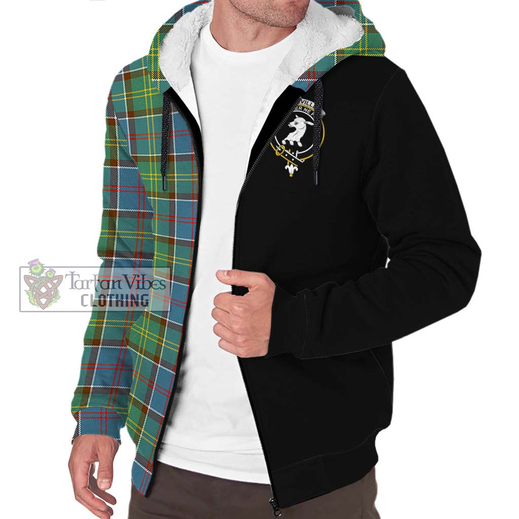 Colville Tartan Sherpa Hoodie with Family Crest and Half Of Me Style Unisex S - Tartanvibesclothing Shop