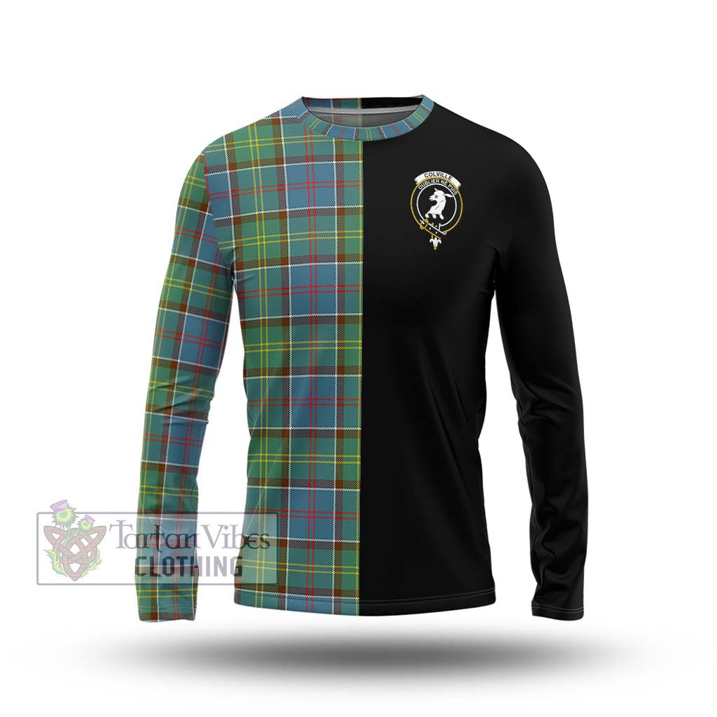 Colville Tartan Long Sleeve T-Shirt with Family Crest and Half Of Me Style Unisex - Tartanvibesclothing Shop