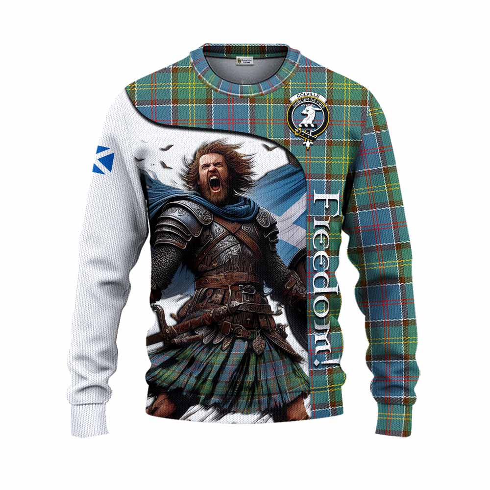 Tartan Vibes Clothing Colville Crest Tartan Knitted Sweater Inspired by the Freedom of Scottish Warrior