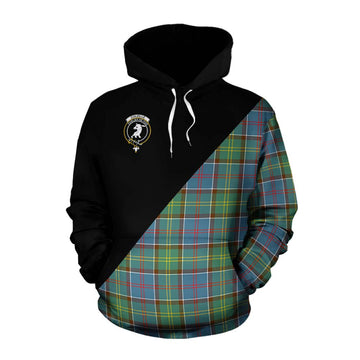 Colville Tartan Cotton Hoodie with Family Crest and Military Logo Style