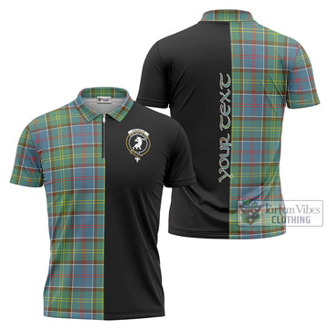 Colville Tartan Zipper Polo Shirt with Family Crest and Half Of Me Style