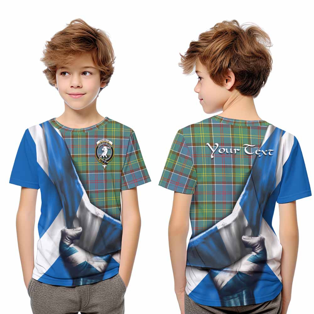 Tartan Vibes Clothing Colville Tartan Kid T-Shirt with Family Crest Scotland Patriotic Style