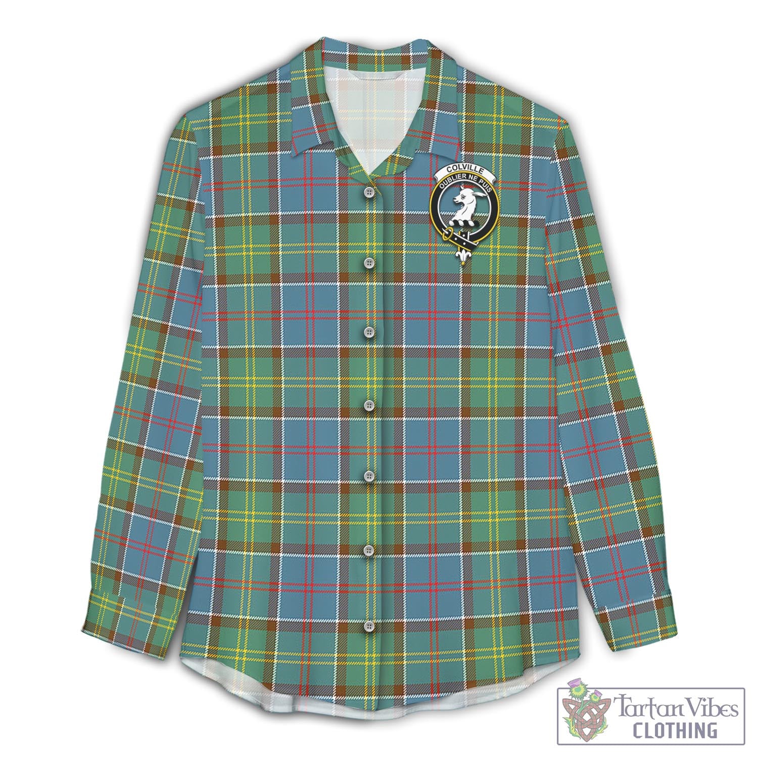 Tartan Vibes Clothing Colville Tartan Womens Casual Shirt with Family Crest