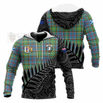 Colville Crest Tartan Knitted Hoodie with New Zealand Silver Fern Half Style