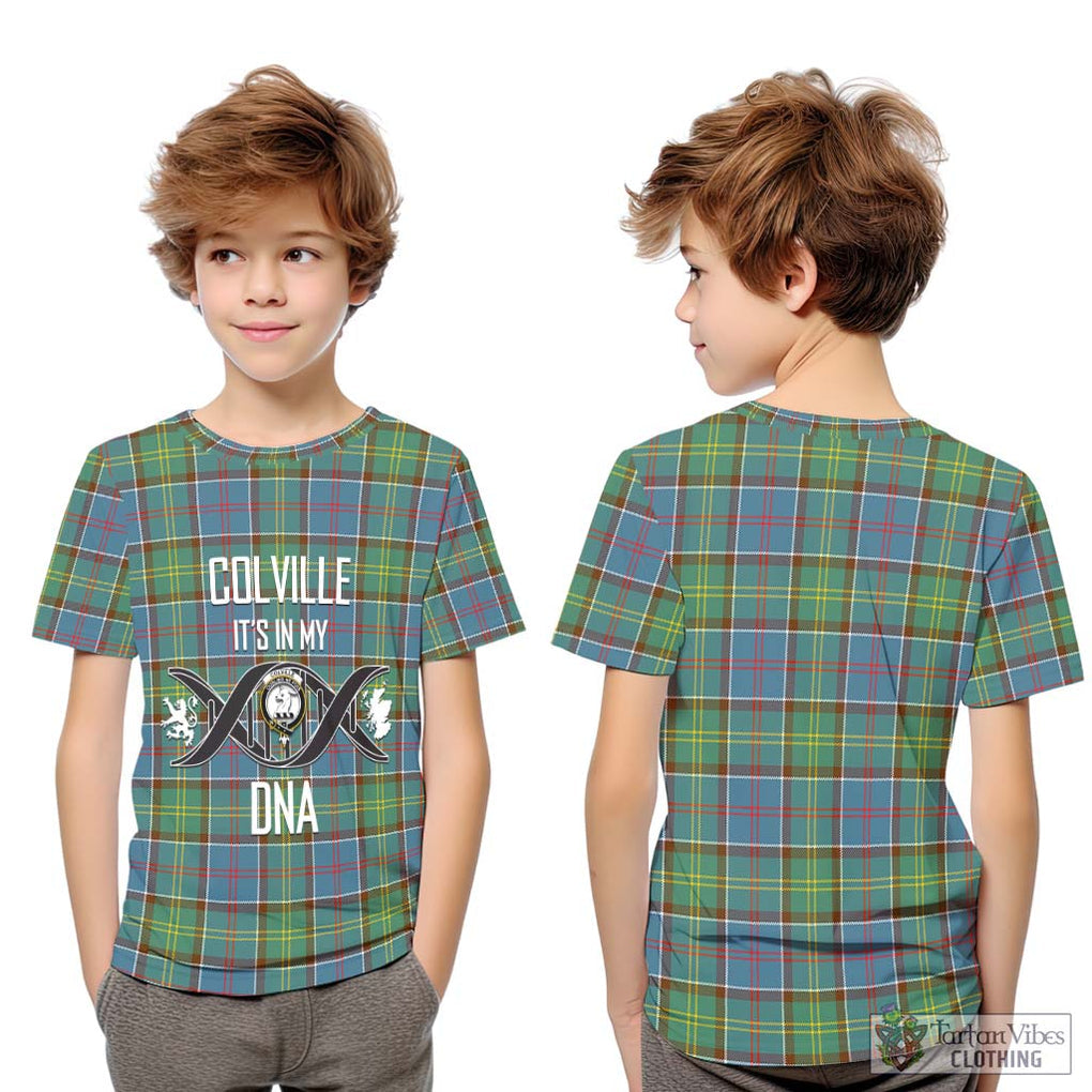 Colville Tartan Kid T-Shirt with Family Crest DNA In Me Style Youth XL Size14 - Tartanvibesclothing Shop