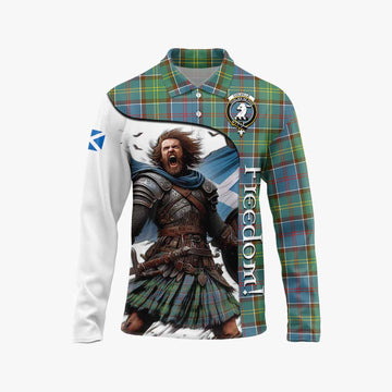 Colville Crest Tartan Long Sleeve Polo Shirt Inspired by the Freedom of Scottish Warrior