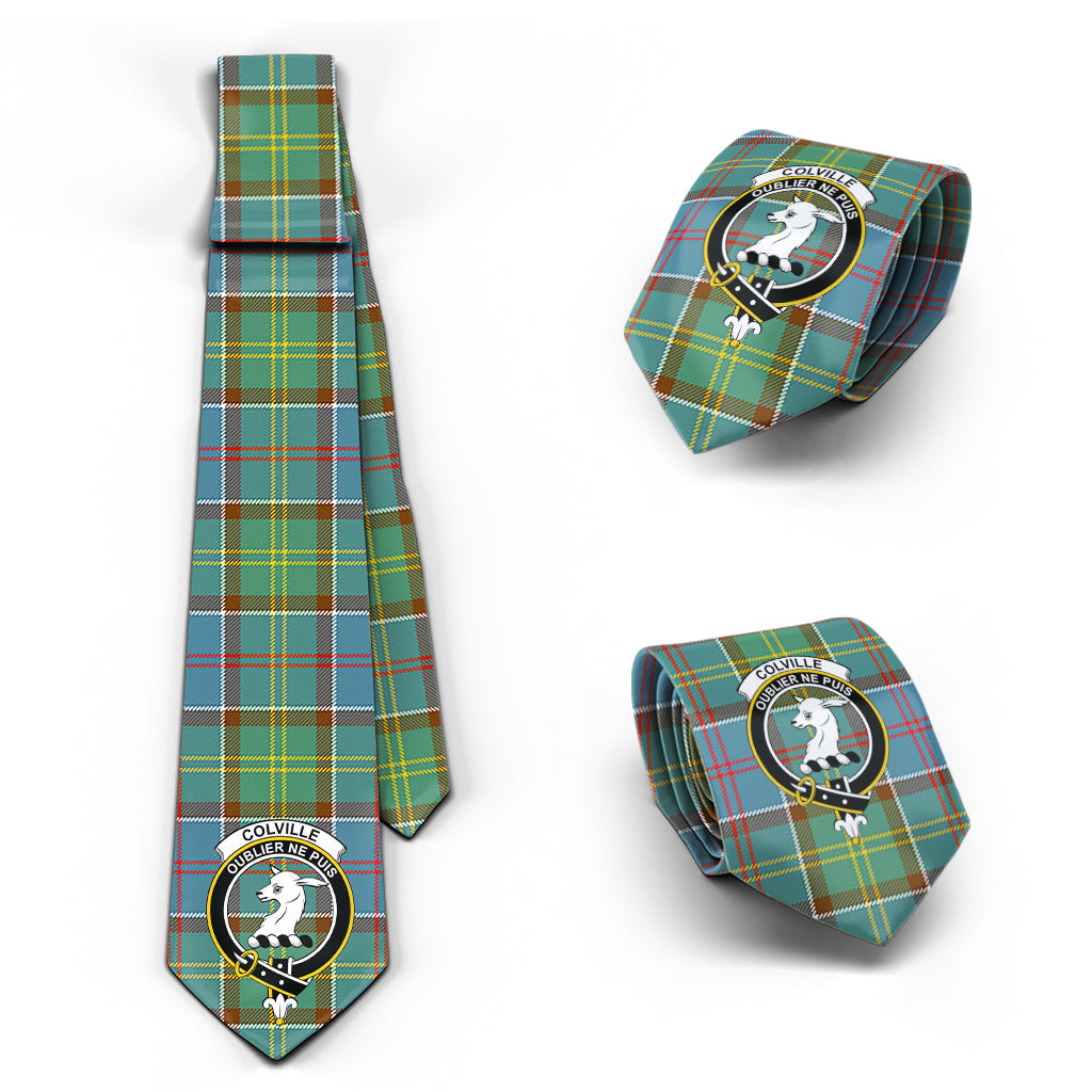 Colville Tartan Classic Necktie with Family Crest Necktie One Size - Tartan Vibes Clothing