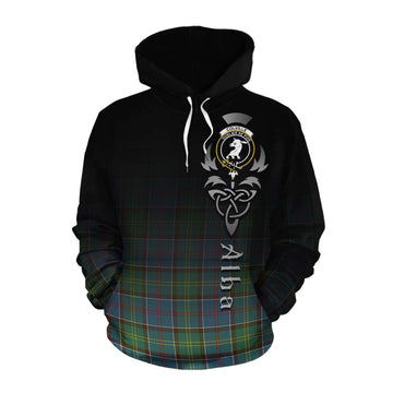 Colville Tartan Cotton Hoodie Featuring Alba Gu Brath Family Crest Celtic Inspired