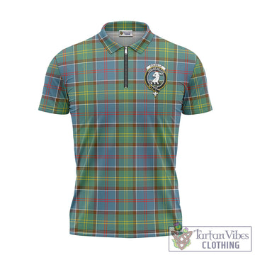 Colville Tartan Zipper Polo Shirt with Family Crest