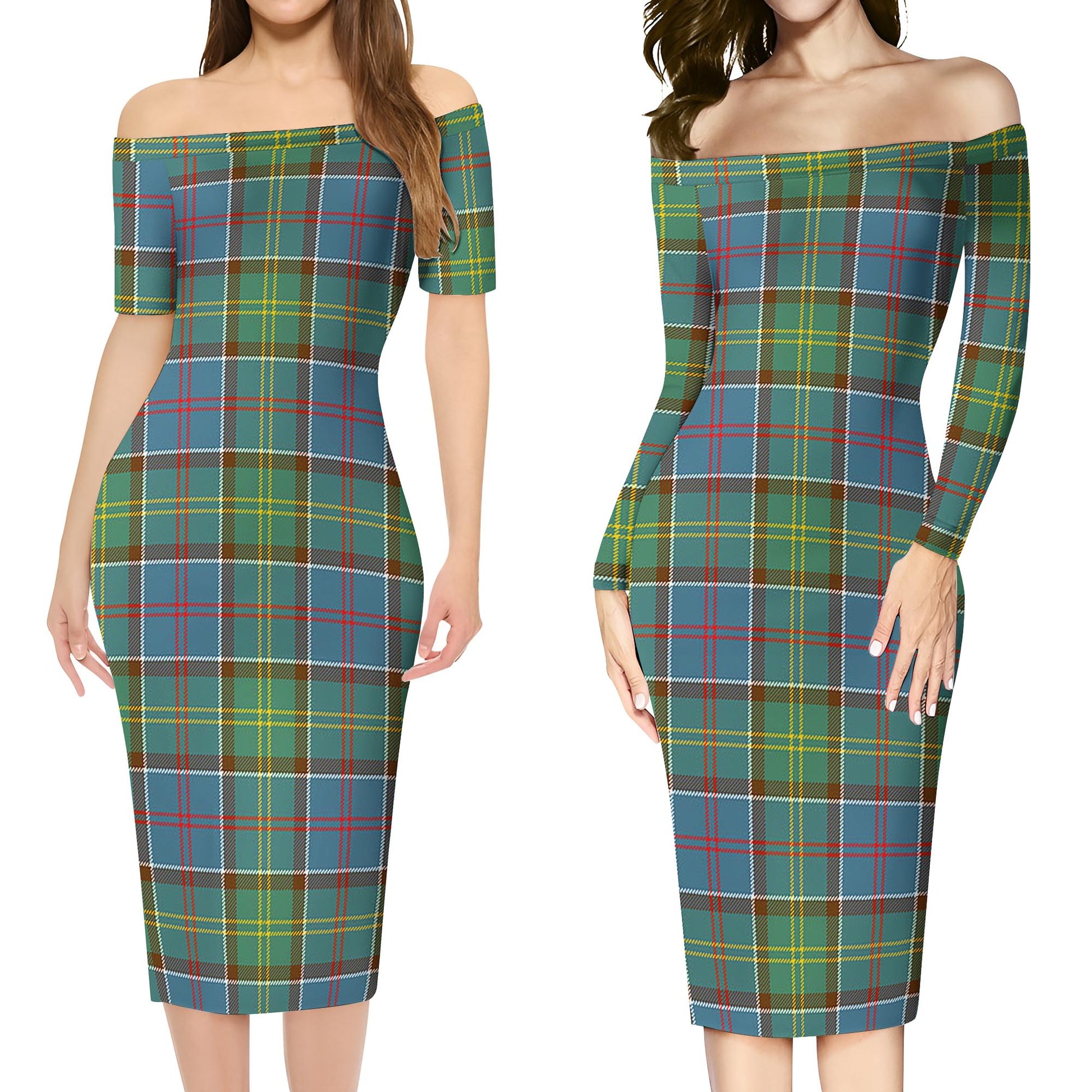 Colville Tartan Off Shoulder Lady Dress Women's Dress - Tartanvibesclothing