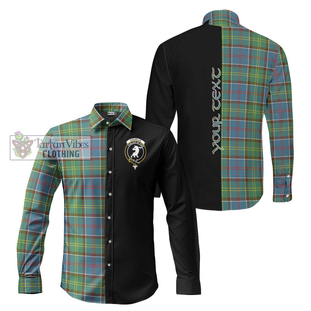 Colville Tartan Long Sleeve Button Shirt with Family Crest and Half Of Me Style Men's Shirt S - Tartanvibesclothing Shop