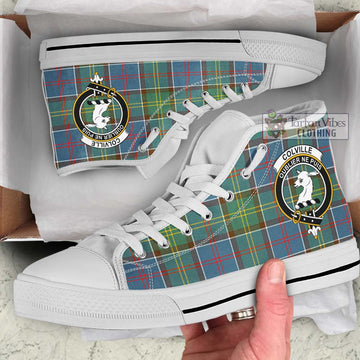 Colville Tartan High Top Shoes with Family Crest