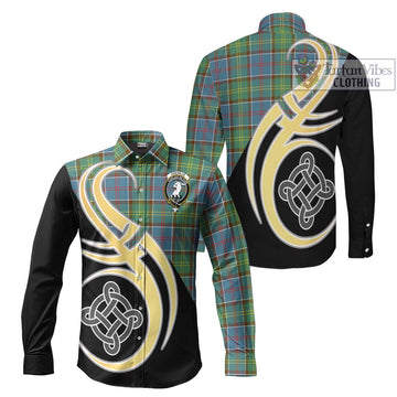 Colville Tartan Long Sleeve Button Shirt with Family Crest and Celtic Symbol Style