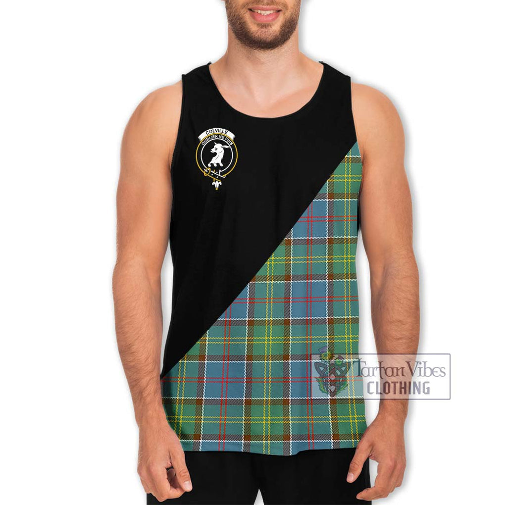 Colville Tartan Men's Tank Top with Family Crest and Military Logo Style Men - Tartanvibesclothing Shop