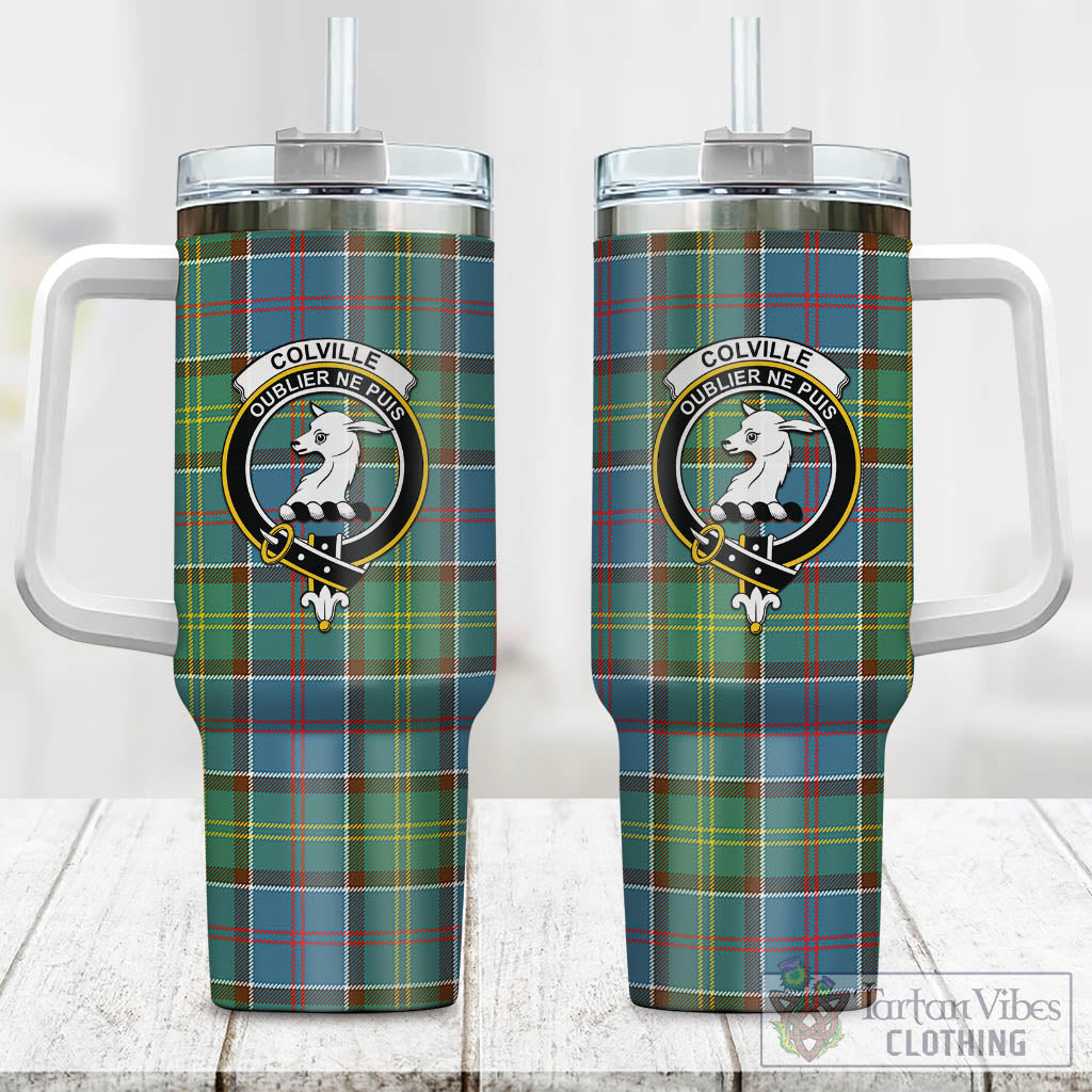 Tartan Vibes Clothing Colville Tartan and Family Crest Tumbler with Handle