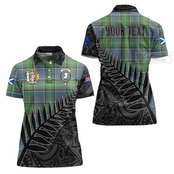 Colville Crest Tartan Women's Polo Shirt with New Zealand Silver Fern Half Style