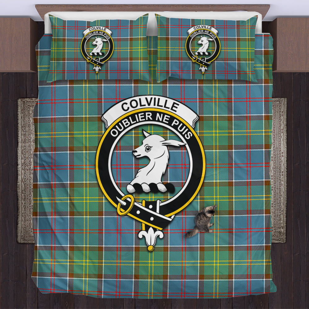 Colville Tartan Bedding Set with Family Crest US Bedding Set - Tartan Vibes Clothing