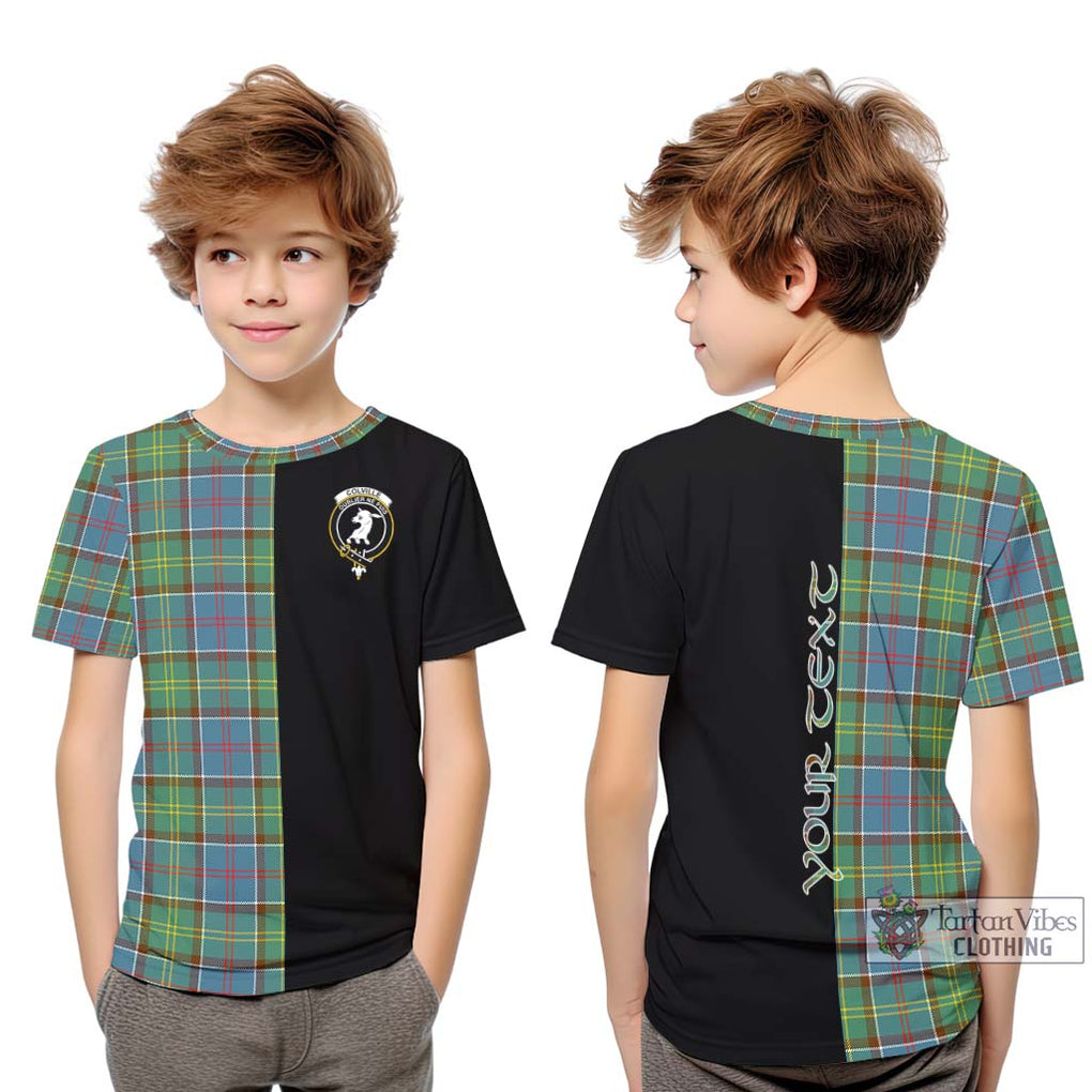 Colville Tartan Kid T-Shirt with Family Crest and Half Of Me Style Youth XL Size14 - Tartanvibesclothing Shop