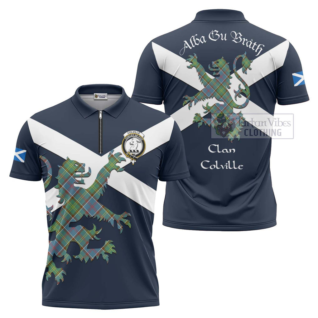 Tartan Vibes Clothing Colville Tartan Lion Rampant Zipper Polo Shirt – Proudly Display Your Heritage with Alba Gu Brath and Clan Name