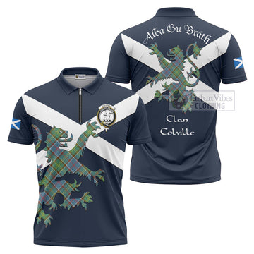 Colville Tartan Lion Rampant Zipper Polo Shirt Proudly Display Your Heritage with Alba Gu Brath and Clan Name