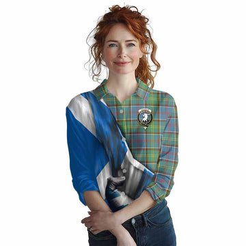 Colville Tartan Women's Casual Shirt with Family Crest Scotland Patriotic Style