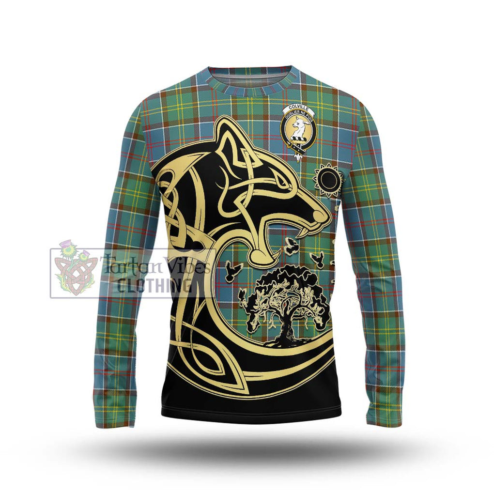 Colville Tartan Long Sleeve T-Shirt with Family Crest Celtic Wolf Style Unisex - Tartan Vibes Clothing