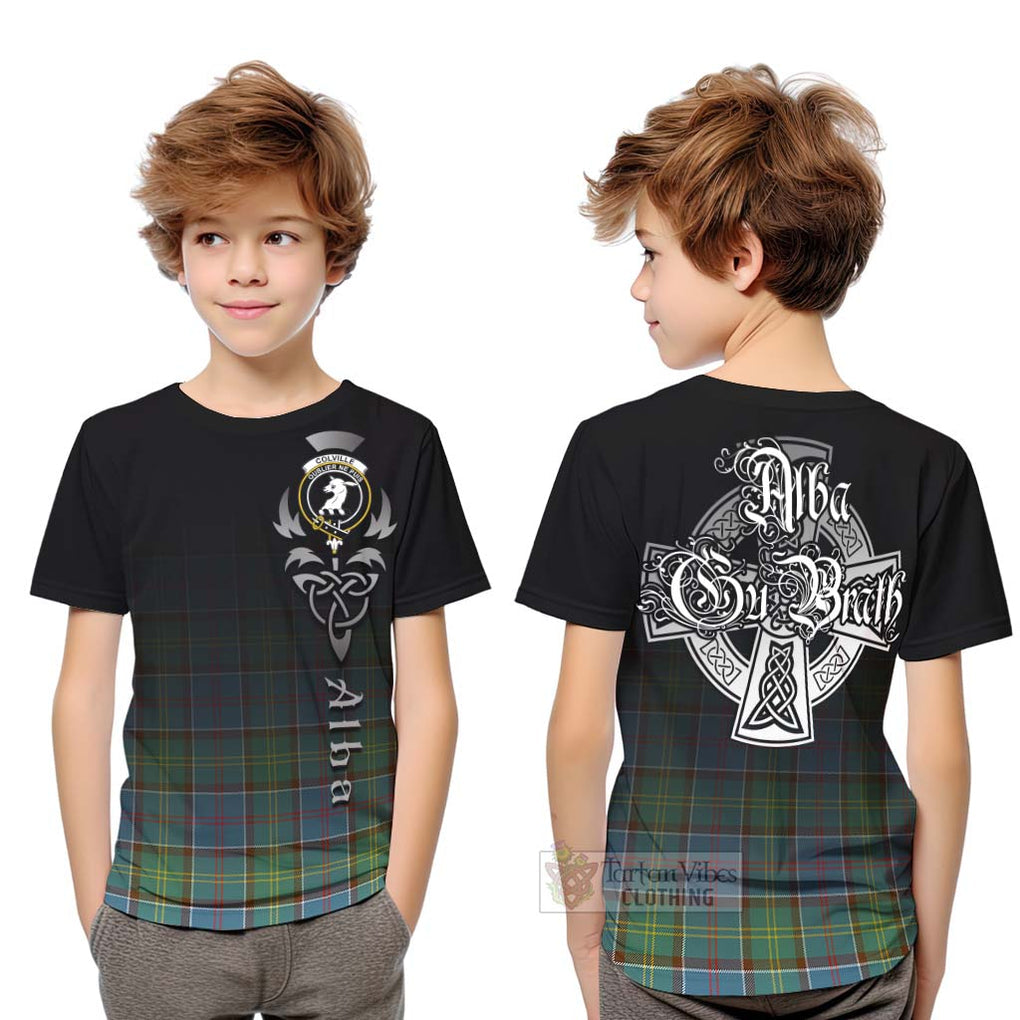 Tartan Vibes Clothing Colville Tartan Kid T-Shirt Featuring Alba Gu Brath Family Crest Celtic Inspired