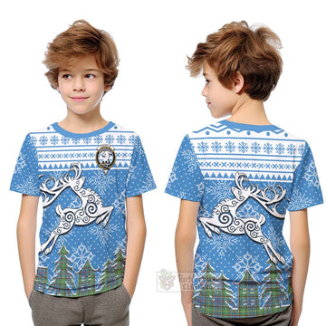 Colville Clan Christmas Kid T-Shirt Celtic Reindeer Style