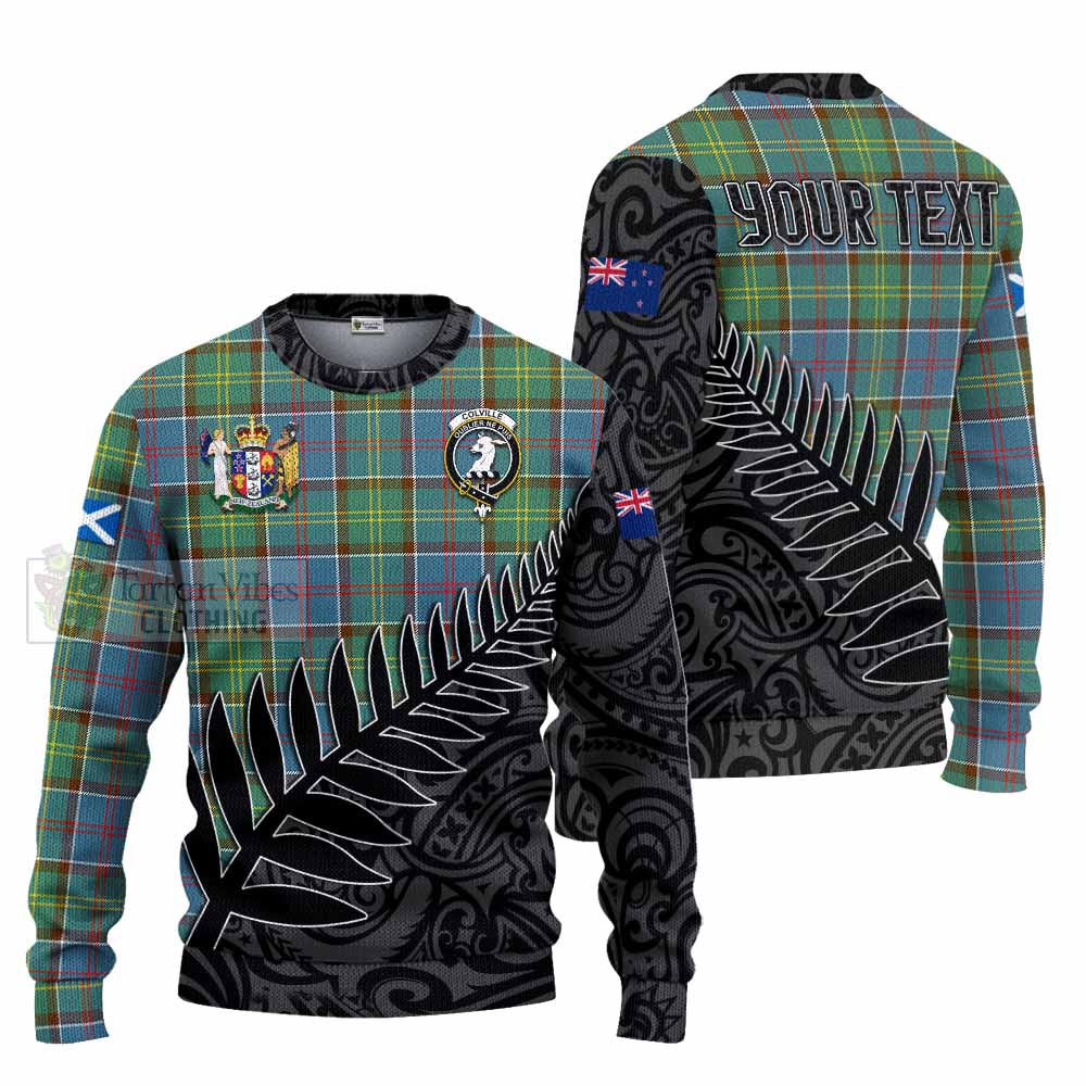 Tartan Vibes Clothing Colville Crest Tartan Knitted Sweater with New Zealand Silver Fern Half Style