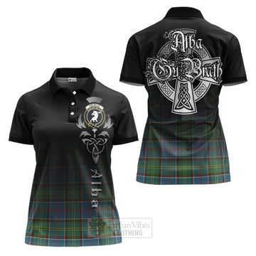 Colville Tartan Women's Polo Shirt Featuring Alba Gu Brath Family Crest Celtic Inspired