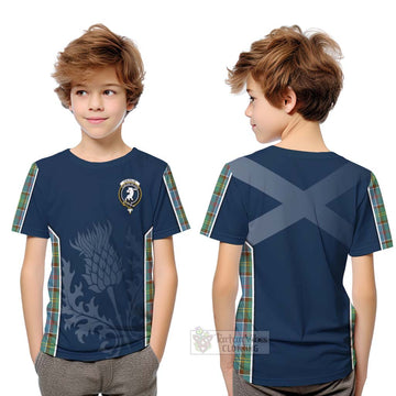 Colville Tartan Kid T-Shirt with Family Crest and Scottish Thistle Vibes Sport Style