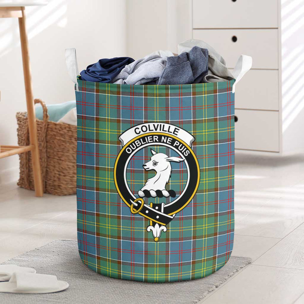 Colville Tartan Laundry Basket with Family Crest One Size - Tartanvibesclothing Shop